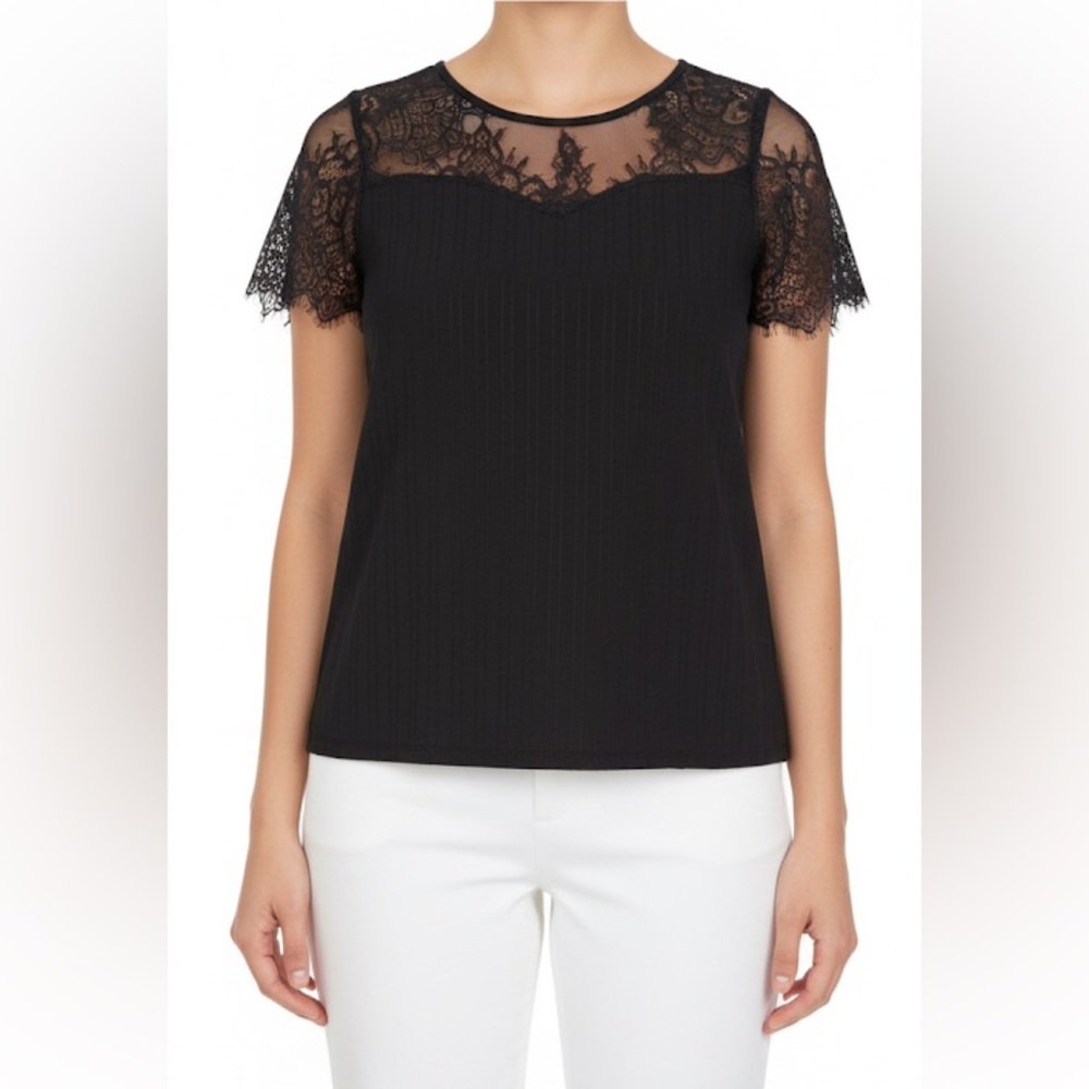 Black Blouse with Lace Detail - Picture 2 of 9